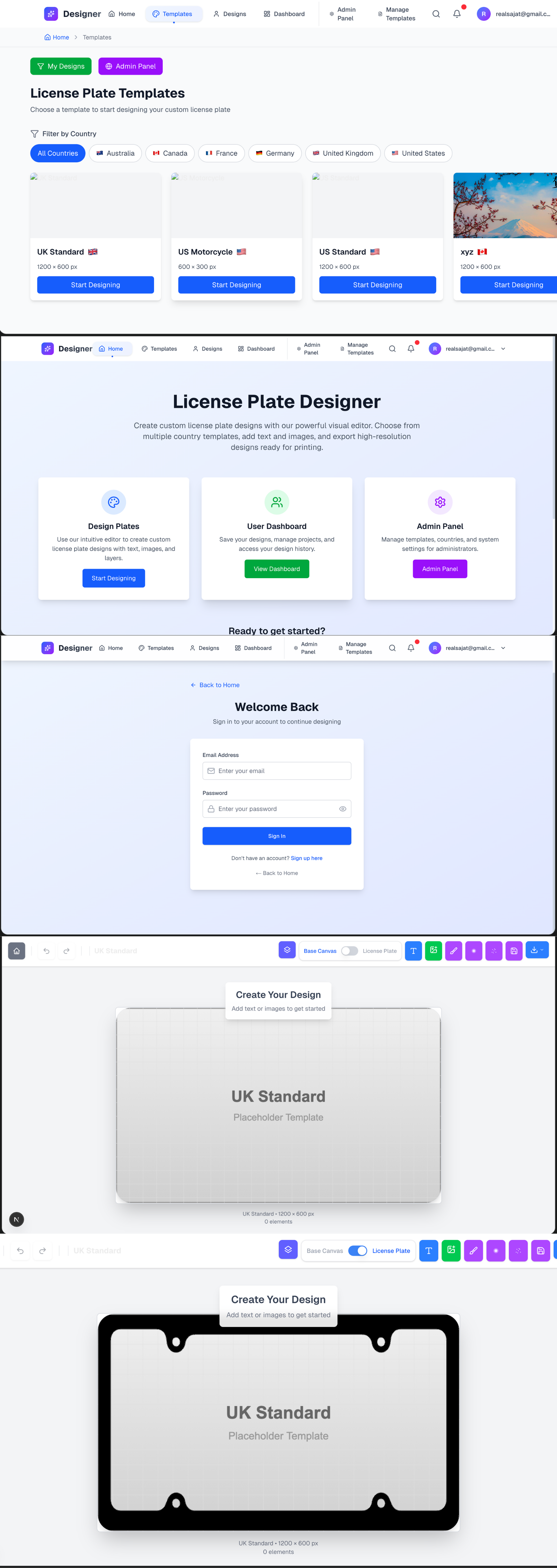 License Plate Designer Visual Configurator Platform