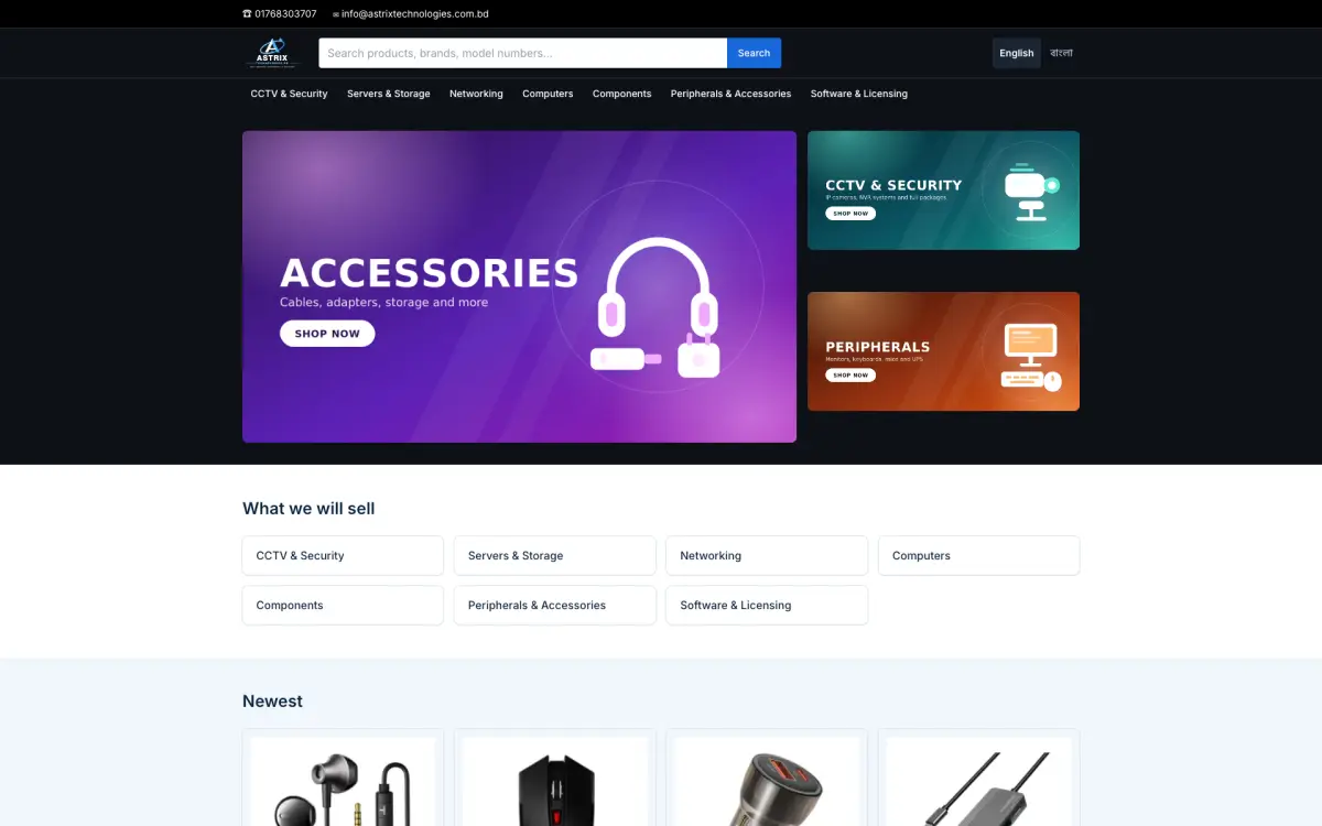 Homepage of astrixtechnologies.com.bd